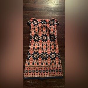 Papillon Blanc Black and Red Patterned Mini Dress